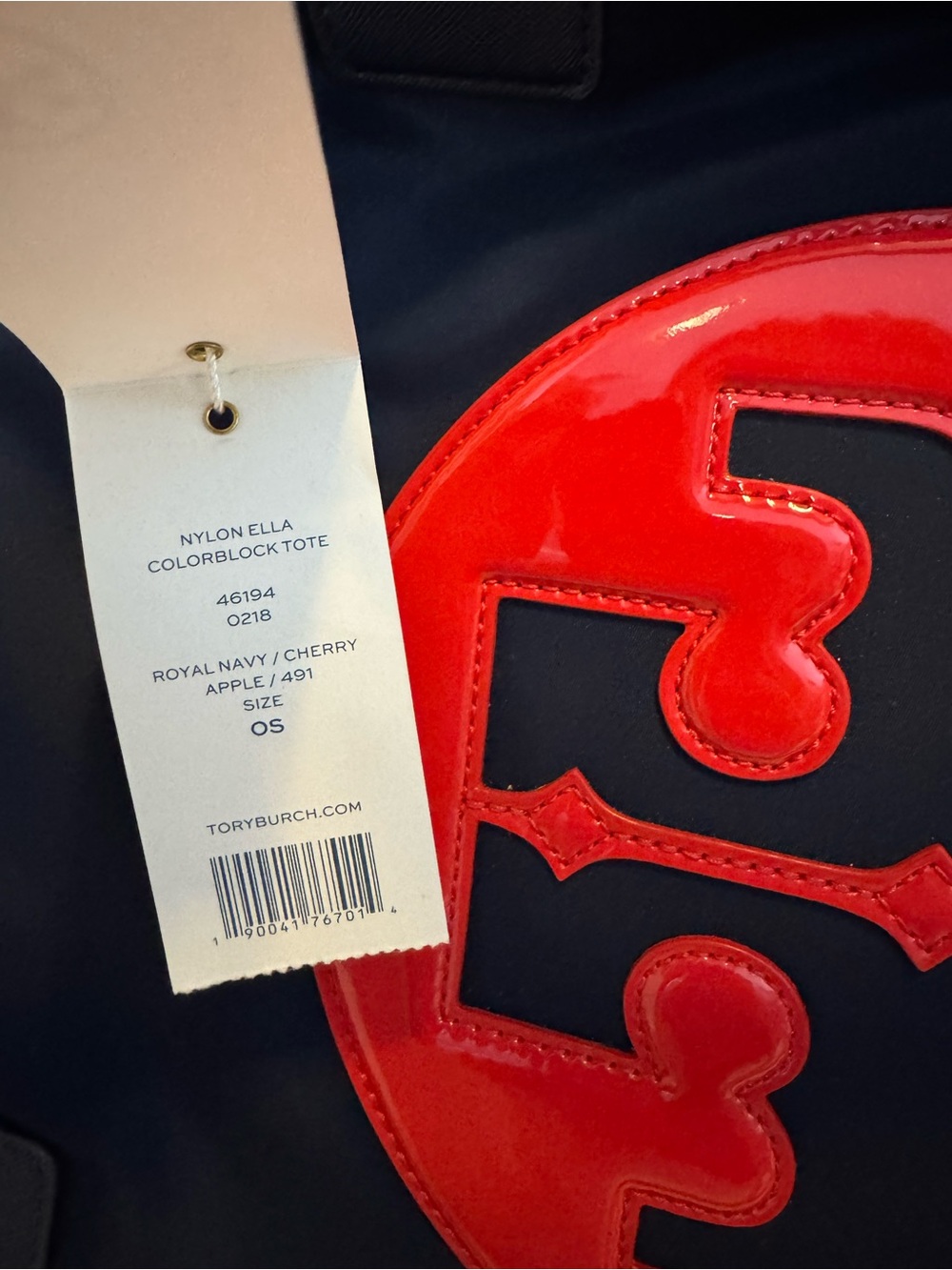 NWT Tory Burch Ella Colorblock Tote Navy Red Logo 17” - Picture 5 of 6